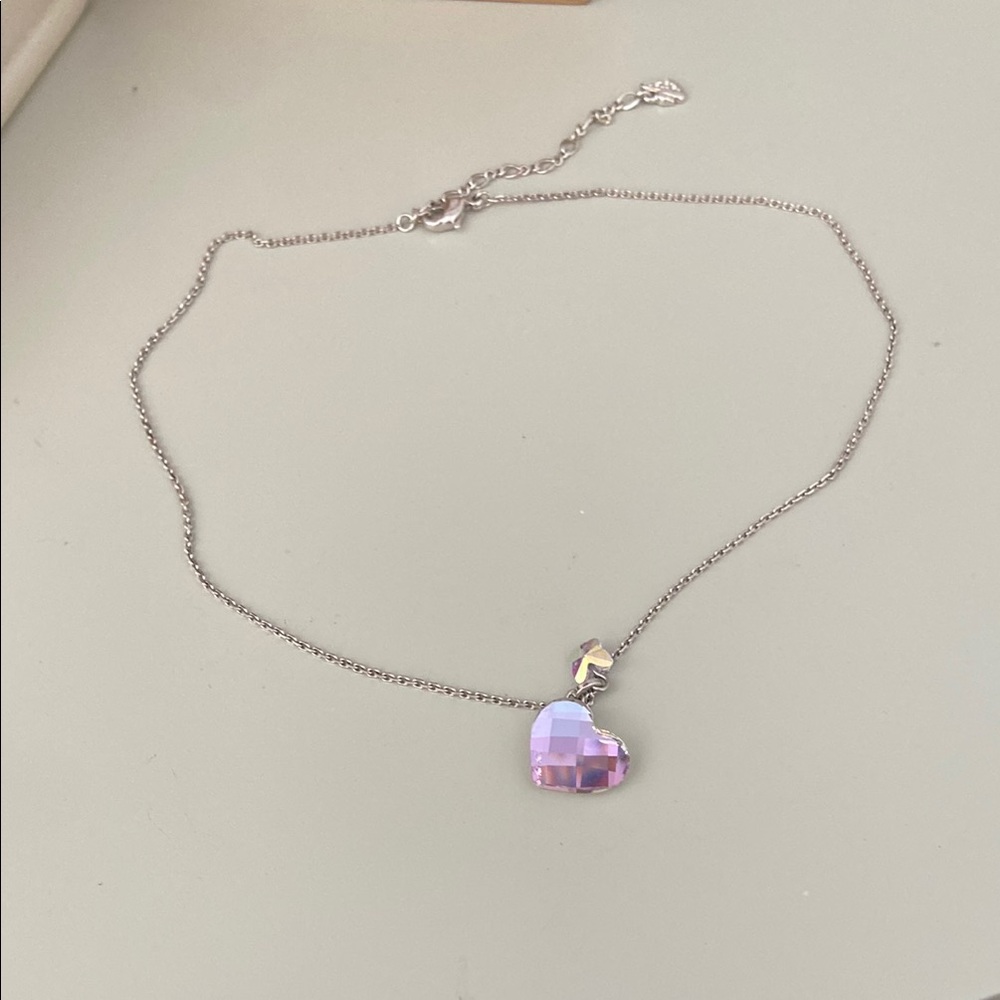 Swarovski Silver Purple Heart Pendant Necklace